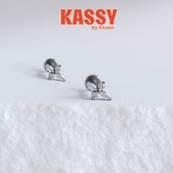 (1 Piece) Rhombus Stone Earrings - Titanium F136 - Kassy