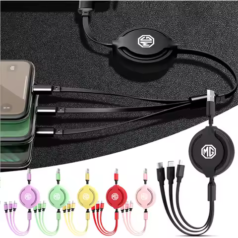 For MG ZS MG5 MG6 MG7 MG HS MG5 Scorpio MG6 PRO MG4 MARVEL-R 3 in1 Retractable Fast Charge Data Cabl