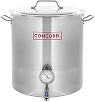 CONCORD Stainless Steel Home Brew Kettle Stock Pot (Weldless Fittings) (30 QT/ 7.5 Gal)