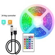 ไฟแถบไฟ LED 24คีย์ RGB บลูทูธ5050 5V ไฟตกแต่งกำแพงฉากหลังสายโคมไฟ