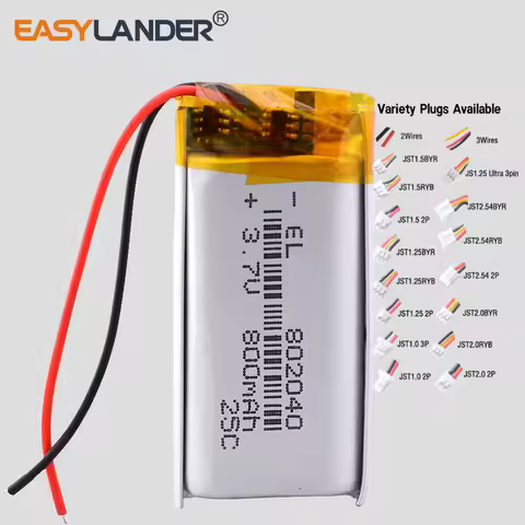 802040 3.7V 800mAh Rechargeable Lithium Li-ion Polymer Battery for registrar camera smart dash cam