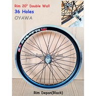 OYAWA  Rim 20" Double Wall 36 holes Jejari  , disc  , gear sesuai untuk basikal size 20"x1.75, 1.95 