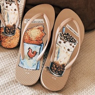 女款防滑夾腳拖鞋 玩食誌聯名人字拖 -雞排珍奶 簡約版-