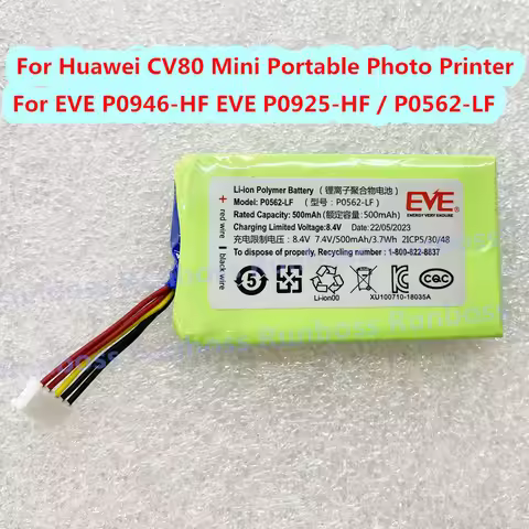 500mAh For Huawei CV80 Mini-Portable Photo Printer Battery EVE P0946-HF P0562-LF P0925-HF