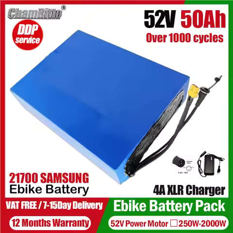 52V 2000W Electric bicycle chamrider battery 52V 20ah 25ah 30ah 35ah 40ah 50ah Electric vehicle 1500