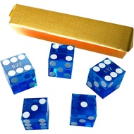 Yuanhe Set of 5 Grade AAA Precision 19mm Serialized Casino dice with Razor Edges and Corners - Blue 