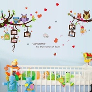 Stiker Dinding Bingkai Foto Pohon Burung Hantu DIY 3d Untuk Kamar Anak