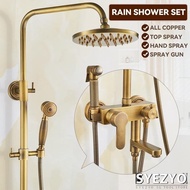 Syzzyo All Copper Rain Shower Set European Retro Bathroom Shower Full Set with Shower Head SY083