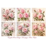 Decoupage Paper, Rice Paper Size A4 English Rose Design