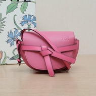 LOEWE Gate馬鞍斜跨包MINI玫紅牛皮肩背包