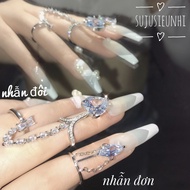 (CÓ VIDEO) set 2 nhẫn dây đôi đính đá hình tim