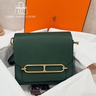 🌈Hermes💚Mini Roulis 19💚英國綠金扣🌈98.5新🌟Evercolor皮🌟miniroulis🌟roulis19🌟愛馬仕🌟