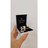 Venyss Set Ukir Nama Cincin dan Bangle Logo Herm Jenama Perak 925 Sadur Emas