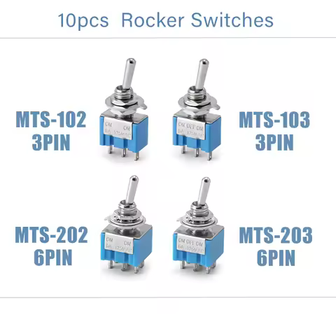 10PCS Toggle Switches Mini 3Pin 6Pin ON-ON/ON-OFF-ON ower Button Switch Car MTS-102 MTS-103 MTS-202