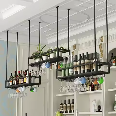 Practical Superior Hanging Salon Display Wine Cabinets Bar Liquor Shelf Holder Bottle Wine Rack Club