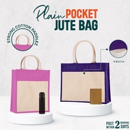 Jute Bag Canvas Pocket Velcro Big Jute Bag Colorful Tote Bag Harga Borong Eco Bag Wholesale Price