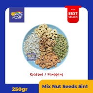 Roasted Mix Nut Seed 5in1 - 250gr Roasted Nuts and Seeds 5in1 - 250gram Almond Cashew Walnut