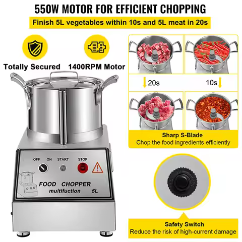 5L 10L 15L 7L Food Processor Stainless Steel Multifunction Vegetable Chopper Grinder Home Electric M
