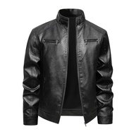 plus size Leather Jacket Men Stand-up Collar Casual Handsome coat