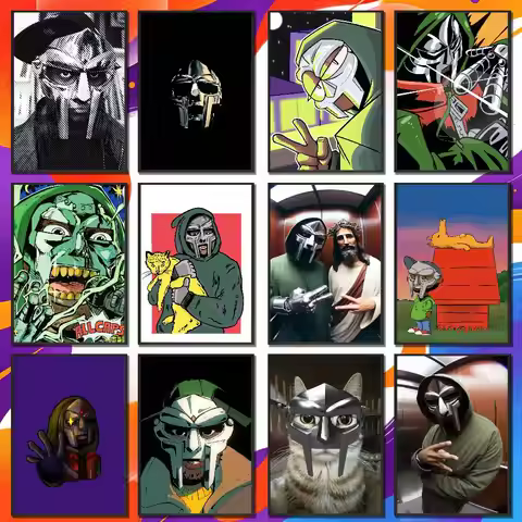 For MF DOOM Fanart Poster Cover Sticker Paper Home Decoration Custom Self-adhesive Souvenirs Playbil