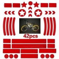 BWH 42PCS Bicycle Body Reflective Sticker Night Safety Grid Stripe Stickers Warning Strip MTB Scooter Body Reflective Sticker