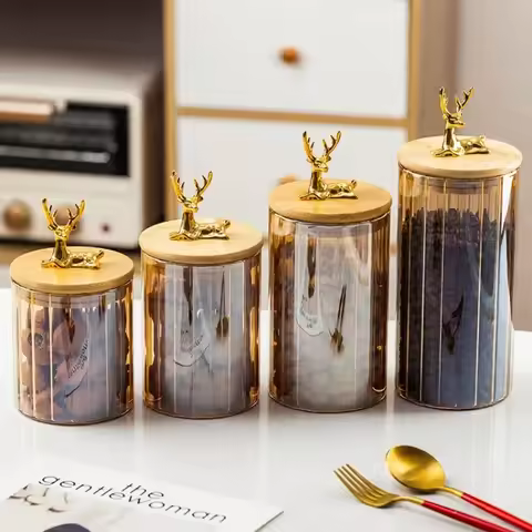 Sealed Glass Jar Kitchen Seasoning Coffee Bean Jar Transparent Glass Jar Candy Food Glass Storage Co