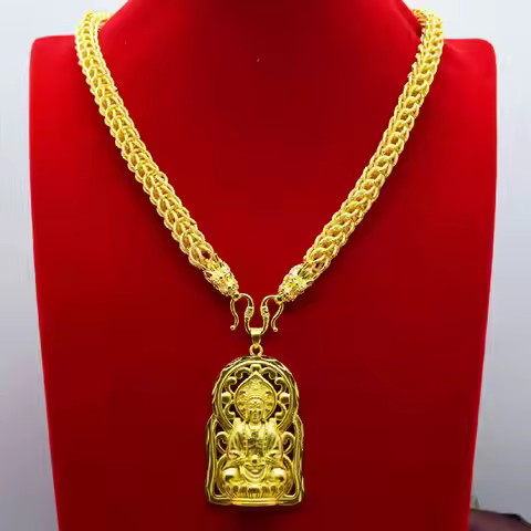 New Gold Store Same Style Men's Gold Necklace 9999 24K Real Gold Guanyin Buddha Brand Luxury AU750 J