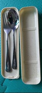 $15/1set 全新 Indomie 不鏽鋼餐具 Stainless Steel 不鏽鋼 ( 叉 Fork + 匙羹 Spoon + Box ) 環保餐具 收納盒 不鏽鋼叉 Fork 不鏽鋼匙羹 S