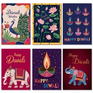 【Happy DIWALI】2024 Diwali Greeting Card Gift Cards for Deepavali Folding Postcard Holiday Festival B