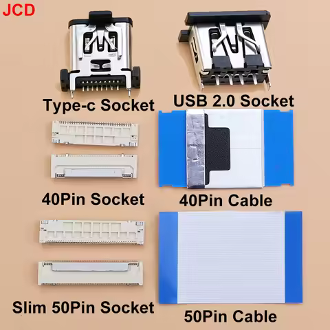 JCD 1 Piece For PS5 Side Panel USB 2.0/Type-C Socket Connector 40Pin/50Pin/slim50pin Flat Cable Conn