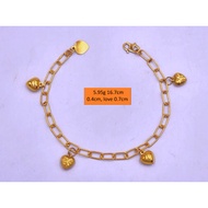 RANTAI TANGAN PIN PAPER CLIP PADU EMAS 916 ORIGINAL EMAS 916 MURAH EMAS 916 BAJET GELANG 916 BRACELET