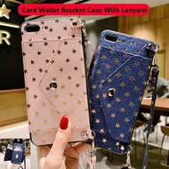 Oppo A57 A52 A92 AX5 AX3S A5 A9 2020 AX7 AX5S A31 A91 A12 Gypsophila Case Leather Card Wallet Shockproof Phone Case Protection Cases Cover Back Shell With Lanyard Strap Casing