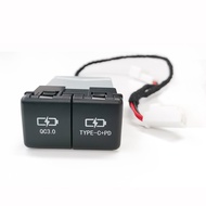 12V 24V Car Charger Dustproof Socket Dual USB Type-C Charging Outlet Power Adapter For Toyota Camry