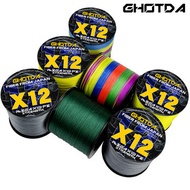 tali pancing benang Ghotda PE Braided Line X12 Fishing Line 12 Strands Multifilament PE Braided Fish