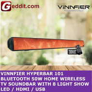 VINNFIER HYPERBAR 101 BLUETOOTH 50W HOME WIRELESS TV SOUNDBAR WITH 8 LIGHT SHOW LED / HDMI / USB