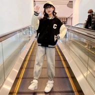 PUTIH HITAM Varsity Baseball Jacket Girls Boys 1 2 3 4 5 6 7 8 9 10 11 12 13 14 15 16 Years Baseball