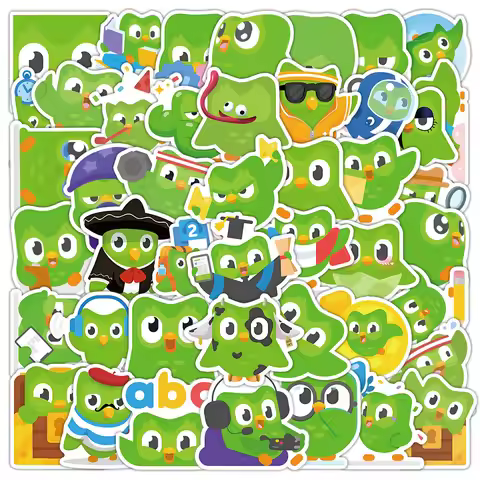 10/30/50PCS Duolingo Stickers Learning Software Green Bird Cartoon Decals DIY Notebook Phone Station