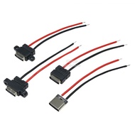 TYPE-C 2P Female Holder with Wire Welding Wire TYPE Waterproof Vertical Ear Holder Soldering Point U