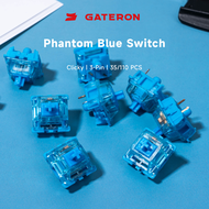 GATERON Phantom Blue Clicky Keyboard Switches RGB LED 60gf Pre Lubed 3 Pin Clicky Key Switches Compa
