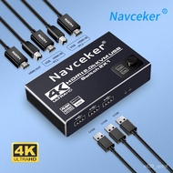 Navceker HDMI-compatible KVM Switch 2 Port 4K B Switch DP KVM Switcher Splier Box for Sharing Keyboard Moe HDR KVM Switc