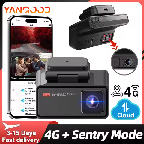 4G LTE Dashcam with Front And inside Lens Two-Way Talk Car DVR GPS Remote Live-View 24/7 Parking IR 