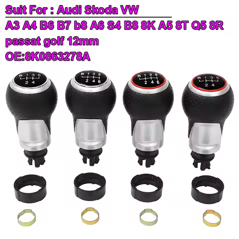 12mm Car Gear Shift Knob HandBall For Suit For Audi Skoda VW A3 A4 B6 B7 b8 A6 S4 B8 8K A5 8T Q5 8R 