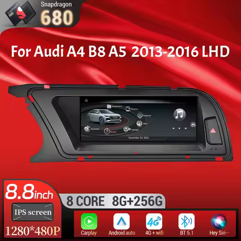 8.8 inch Left Hand Drive Android 13 For Audi A4 B8 A5 2013-2016 Car Radio Wireless Carplay Qualcomm 