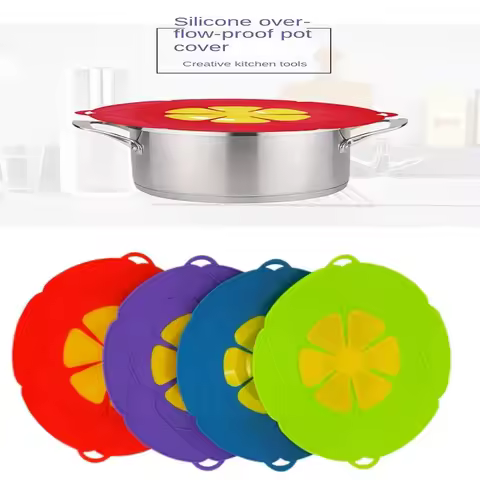 Silicone Lid Spill Stopper Cover For Pot Pan Kitchen Accessories Cooking Tools Flower Cookware Home 