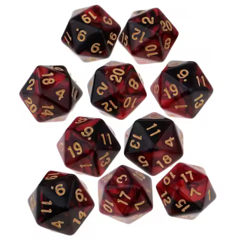 10pcs/Set D20 Colored Acrylic Polyhedral Dice 20-sided Dice Game Set Two-COLORS Swirl DND Dice Set f