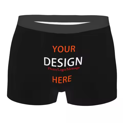 Custom Custom Your Photo Logo Message Underwear Men Print DIY Design Boxer Shorts Panties Briefs Sof