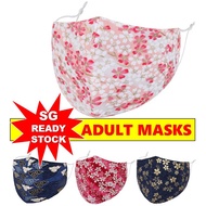 [SG READY STOCK] Floral Adult Face Mask Reusable Masks Washable Masks CNY Mask