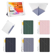 Transparent Back Cover iPad mini6 2021 ipad air 10.2inch 2021/2020/2019 789th ipad air/pro10.5inch air4 10.9inch ipad pro11inch 2020/2021/ipad 9.7inch air1/air2Y Folding Smart Sleep Pen Holder Case
