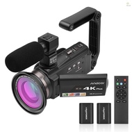 Andoer 4K/60FPS 48MP WiFi Digital Video Camera Set 1 Camcorder Recorder + 1 Microphone + 1 Remote Co