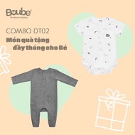 Combo DT02 quà tặng đầy tháng xinh xắn cho các em bé sơ sinh Boube Vải cotton organic thoáng mát - S